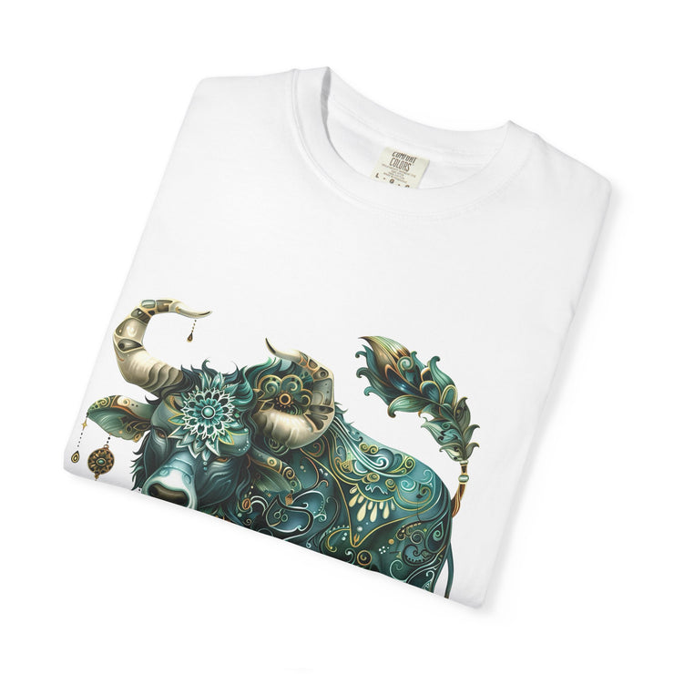Bohemian Bull T-Shirt, Artistic Graphic Tee, Unisex Shirt for Cow Lovers, Gift for Occasions, Casual Wear, Eco-Friendly Style
