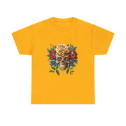 Floral Skull Tee - Unisex Heavy Cotton | Boho Style Shirt, Festival Wear, Gothic Aesthetic, Unique Gift, Casual Everyday Top
