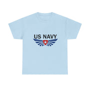 US Navy Winged Logo Unisex Heavy Cotton Tee, Military Apparel, Veteran Gift, Casual Wear, Patriotic Clothing, Gift for Him/Her
