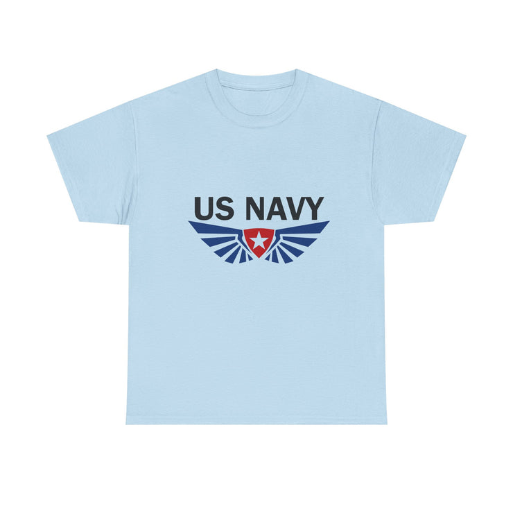 US Navy Winged Logo Unisex Heavy Cotton Tee, Military Apparel, Veteran Gift, Casual Wear, Patriotic Clothing, Gift for Him/Her