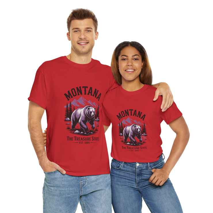 Montana Bear Graphic Tee | Unisex Heavy Cotton Tee, Adventure Shirt, Nature Lover Gift, Hiking Apparel, Travel Tee, Wilderness Wear, USA States Design