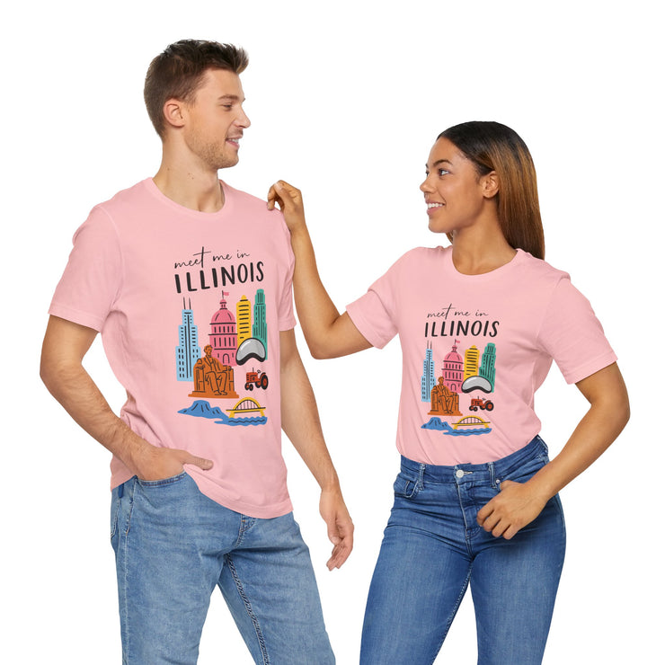 Illinois Graphic Tee | Unisex Short Sleeve T-Shirt, Illinois Souvenir Shirt, Travel Gift, Casual Wear, USA States Design