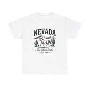 Nevada Graphic Unisex Heavy Cotton Tee, Casual Wear, State Pride Shirt, Travel Gift, Summer Clothing, USA States Design