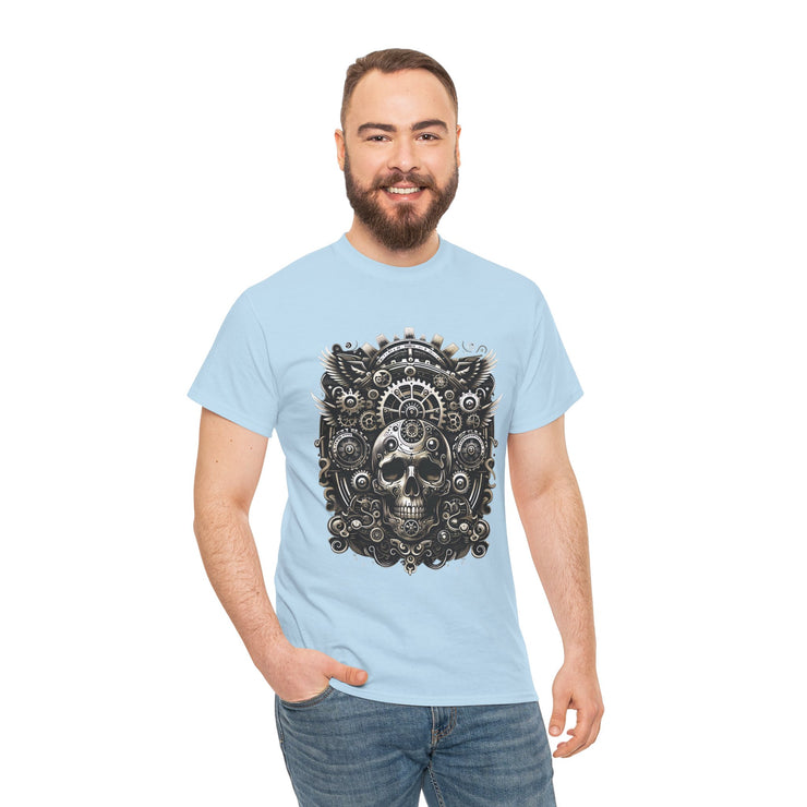 Gothic Skull Tee - Unisex Heavy Cotton T-Shirt, Unique Graphic Shirt, Casual Wear, Edgy Fashion, Gift for Him/Her, Halloween Style