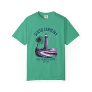 South Carolina Lighthouse T-Shirt, Unisex Garment-Dyed Tee, Coastal Vibes Shirt, Summer Travel Apparel, USA States Design