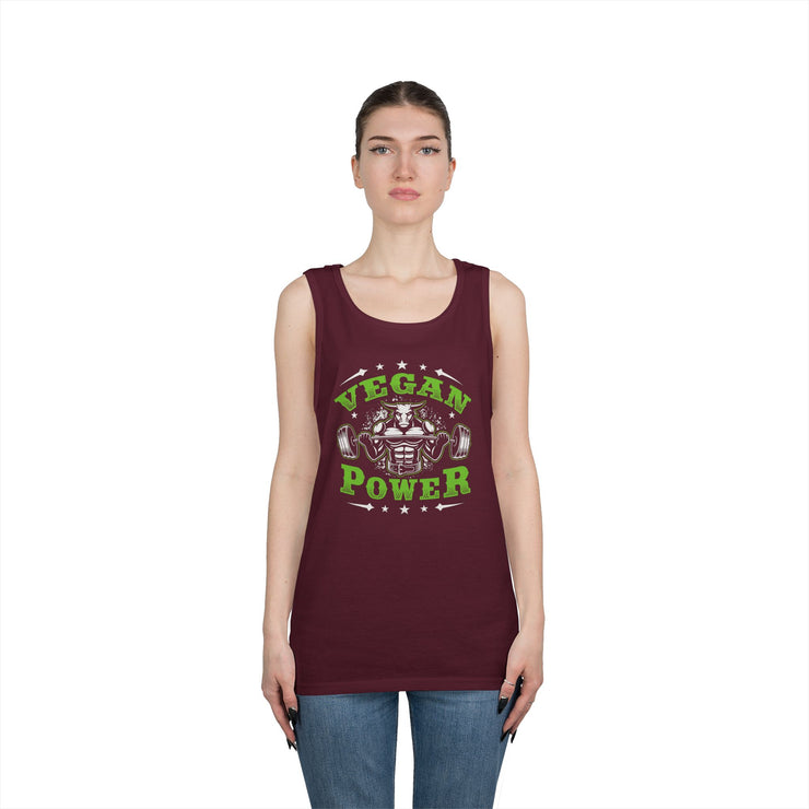 Vegan Power Tank Top | Unisex Heavy Cotton Gym Shirt, Workout Apparel, Fitness Gift, Eco-Friendly Exercise Tee