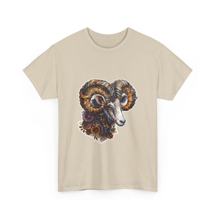 Bohemian Ram Graphic Tee, Casual Apparel, Gift for Animal Lovers, Festival Wear, Unisex T-Shirt, Nature-Inspired Clothing