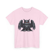 Owl Skull Graphic Tee, Unisex Heavy Cotton T-Shirt, Edgy Apparel for Halloween, Casual Wear, Gift for Gothic Style Lovers
