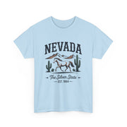 Nevada Graphic Unisex Heavy Cotton Tee, Casual Wear, State Pride Shirt, Travel Gift, Summer Clothing, USA States Design