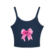 Pink Bow Spaghetti Strap Tank Top, Cute Summer Top, Women’s Fashion, Gift for Her, Casual Outfit, Beachwear