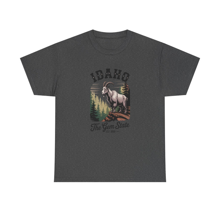 Idaho Gem State Tee, Unisex Heavy Cotton Shirt, Vintage Idaho Style T-Shirt, Nature Lover Apparel, Gift for Idaho Residents, USA States Design