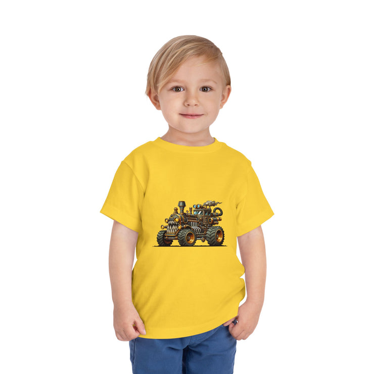 Toddler Short Sleeve Tee with Fun Vehicle Design, Birthday Gift, Kids' Fashion, Playtime Wear, Adventure Apparel