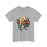 Floral Skull Tee - Unisex Heavy Cotton | Boho Style Shirt, Festival Wear, Gothic Aesthetic, Unique Gift, Casual Everyday Top