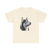 Siberian Husky Heavy Cotton Tee, Cozy Dog Lover Shirt, Unisex Graphic Tee, Pet Owner Gift, Cute Animal Apparel