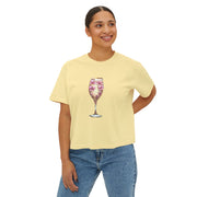 Floral Glam Women's Boxy Tee, Summer Casual Top, Gift for Her, Party Wear, Trendy Graphic Shirt Women T-Shirt