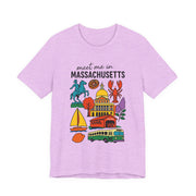 Meet Me in Massachusetts Tee - Unisex Jersey Short Sleeve Shirt, Massachusetts Travel T-Shirt, USA States Design