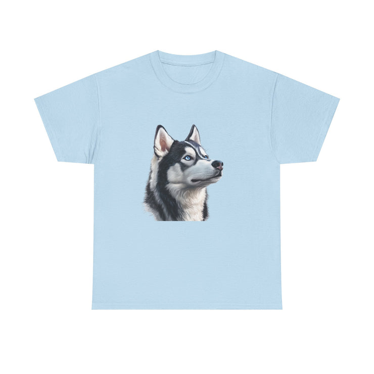 Siberian Husky Heavy Cotton Tee, Cozy Dog Lover Shirt, Unisex Graphic Tee, Pet Owner Gift, Cute Animal Apparel