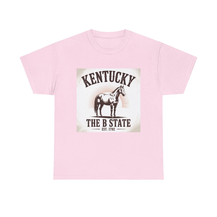 Kentucky Heritage Unisex Heavy Cotton Tee, Vintage Graphic Shirt, Horse Lover Gift, Authentic State Pride Apparel, Casual Everyday Wear, USA States Design