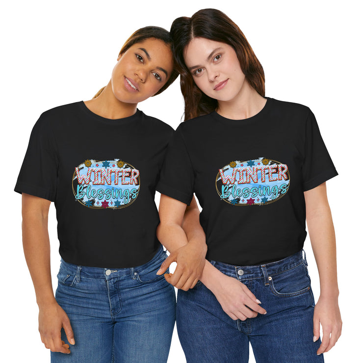 Winter Blessings Unisex Jersey Tee, Cozy Winter T-shirt, Holiday Gift, Seasonal Apparel, Comfortable Casual Wear