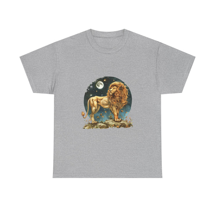 Majestic Lion Tee, Unisex Heavy Cotton Tee, Astrology T-Shirt, Animal Lover Gift, Birthday Present, Casual Style