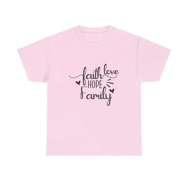 Faith, Hope, Love Family Tee - Unisex Heavy Cotton Shirt for Family Gatherings, Gifts, Celebrations, Casual Wear