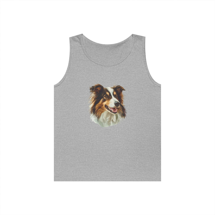 Dog Lover's Unisex Heavy Cotton Tank Top - Cute Pet Art, Custom Gift for Dog Owners, Summer Casual Wear, Animal Lover Apparel