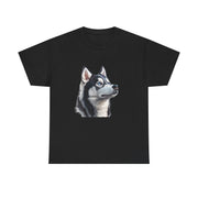 Siberian Husky Heavy Cotton Tee, Cozy Dog Lover Shirt, Unisex Graphic Tee, Pet Owner Gift, Cute Animal Apparel