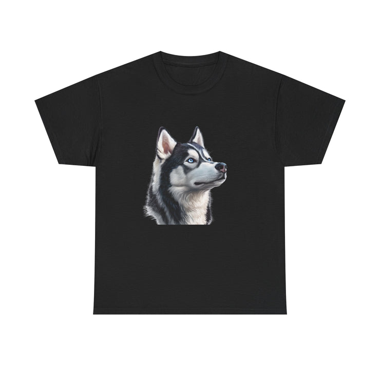 Siberian Husky Heavy Cotton Tee, Cozy Dog Lover Shirt, Unisex Graphic Tee, Pet Owner Gift, Cute Animal Apparel