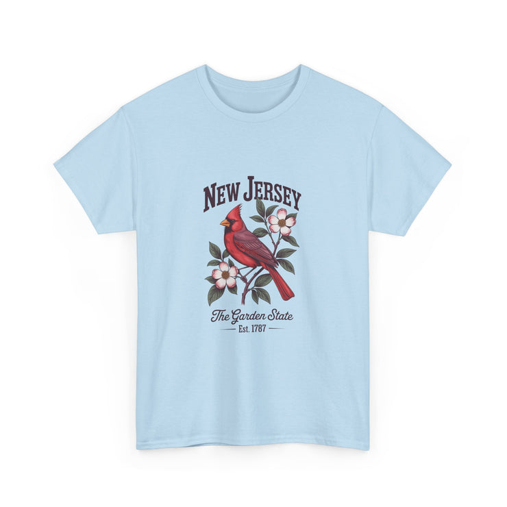 New Jersey Cardinal Tee, Vintage Style T-Shirt, Unisex Cotton Tee, Garden State Gift, Bird Lover Apparel, Casual Wear, USA States Design