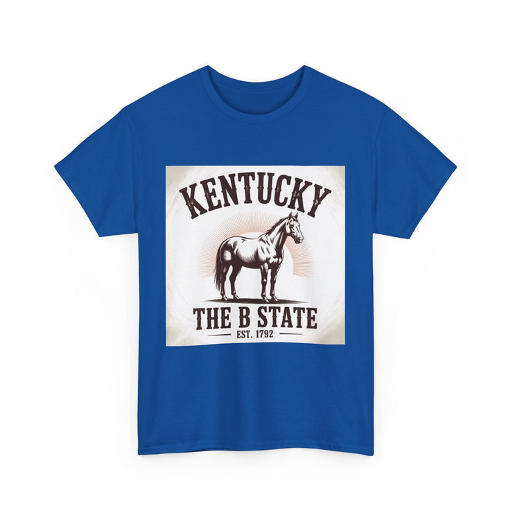 Kentucky Heritage Unisex Heavy Cotton Tee, Vintage Graphic Shirt, Horse Lover Gift, Authentic State Pride Apparel, Casual Everyday Wear, USA States Design
