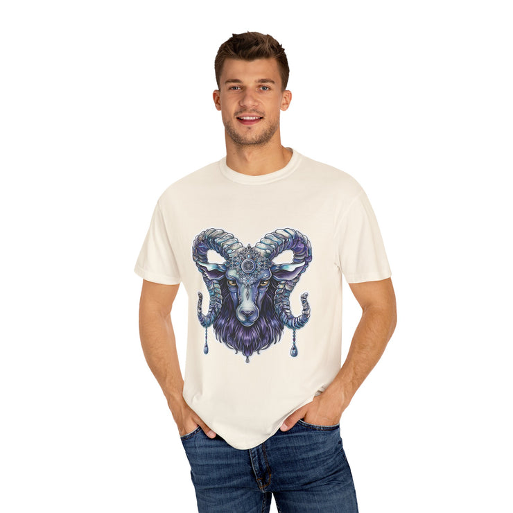 Mystical Ram Graphic Unisex T-shirt, Boho Tee, Astrology Shirt, Spiritual Gift, Festival Wear, Unique Graphic Tee