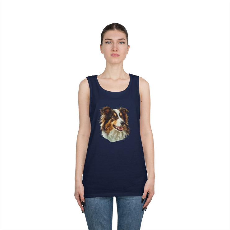 Dog Lover's Unisex Heavy Cotton Tank Top - Cute Pet Art, Custom Gift for Dog Owners, Summer Casual Wear, Animal Lover Apparel