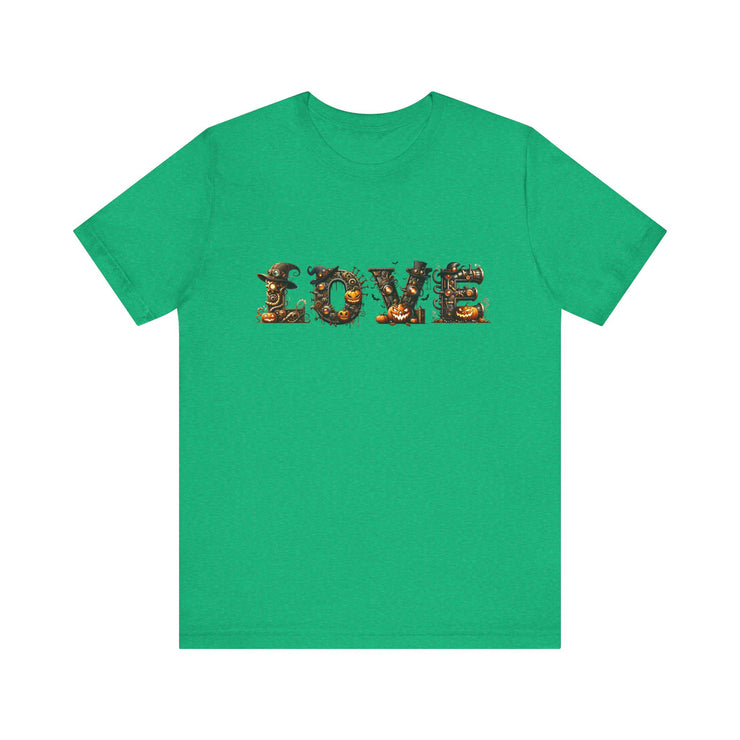 Love Typography Unisex Tee, Casual Love Shirt, Gift for Her, Heartfelt Tee, Valentine's Day Gift, Halloween Design