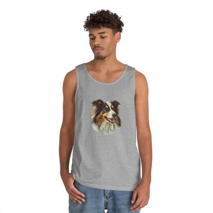 Dog Lover's Unisex Heavy Cotton Tank Top - Cute Pet Art, Custom Gift for Dog Owners, Summer Casual Wear, Animal Lover Apparel