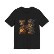 Halloween Themed Unisex Tee, Pumpkin Shirt, October Fest T-Shirt, Scary Skull Top, Spooky Shirt, Ghoulish Fashion