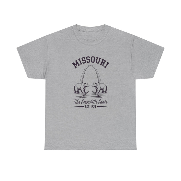 Missouri Bears Unisex Heavy Cotton Tee, Gift for Missouri Residents, State Pride Shirt, Casual Wear, Summer Tee, Vintage Style T-Shirt