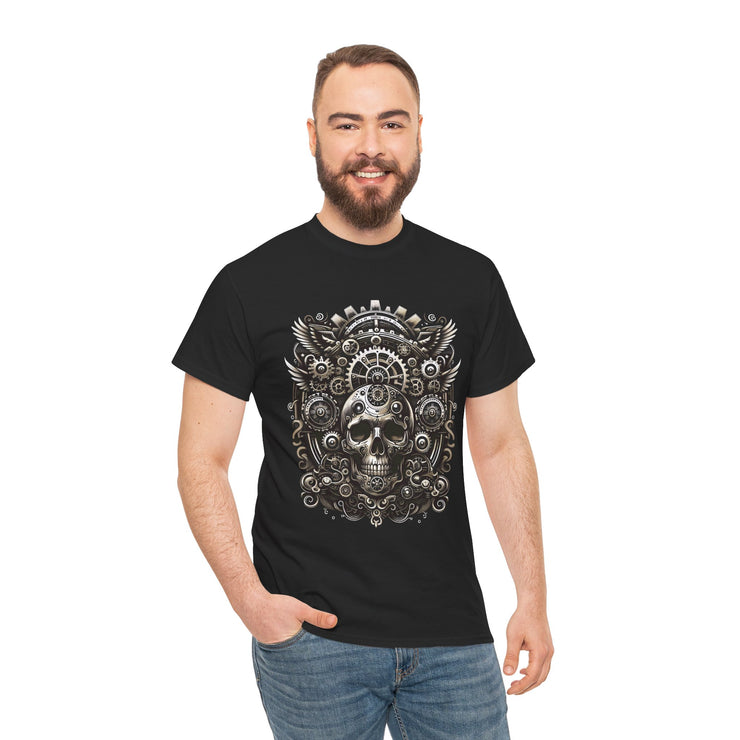 Gothic Skull Tee - Unisex Heavy Cotton T-Shirt, Unique Graphic Shirt, Casual Wear, Edgy Fashion, Gift for Him/Her, Halloween Style