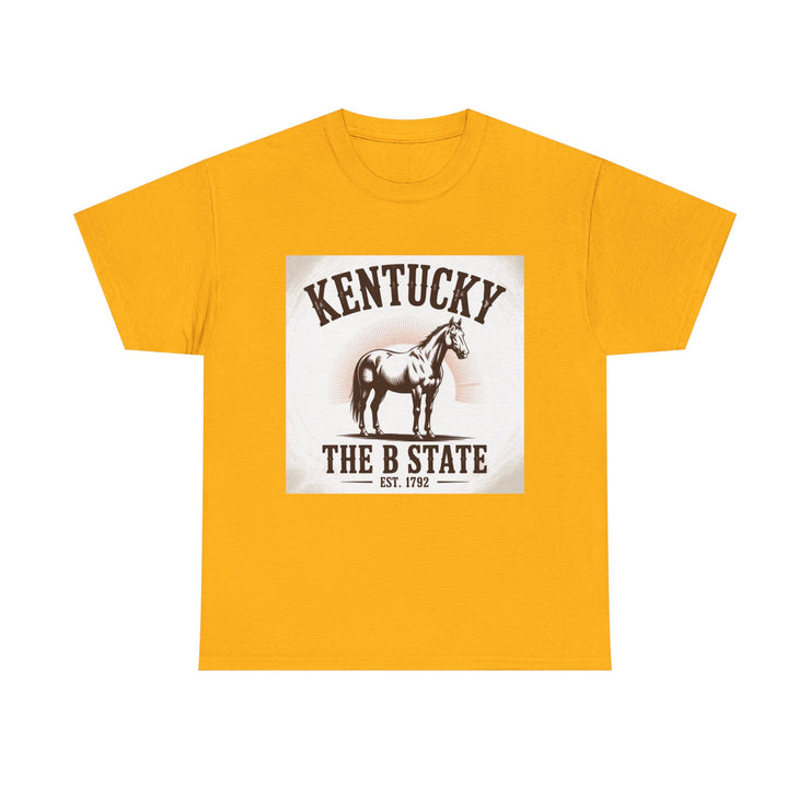 Kentucky Heritage Unisex Heavy Cotton Tee, Vintage Graphic Shirt, Horse Lover Gift, Authentic State Pride Apparel, Casual Everyday Wear, USA States Design