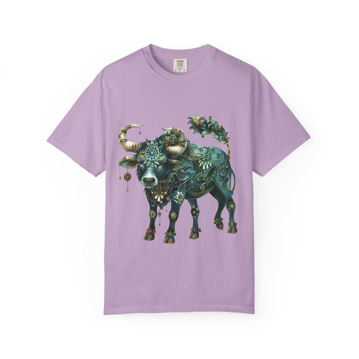 Bohemian Bull T-Shirt, Artistic Graphic Tee, Unisex Shirt for Cow Lovers, Gift for Occasions, Casual Wear, Eco-Friendly Style