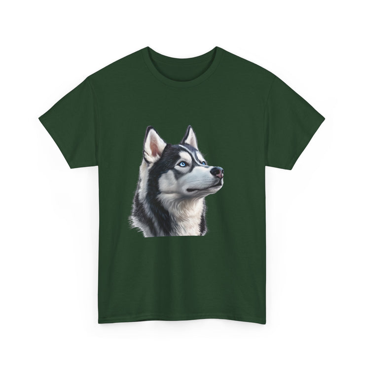 Siberian Husky Heavy Cotton Tee, Cozy Dog Lover Shirt, Unisex Graphic Tee, Pet Owner Gift, Cute Animal Apparel