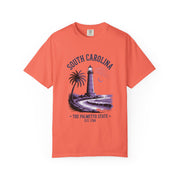 South Carolina Lighthouse T-Shirt, Unisex Garment-Dyed Tee, Coastal Vibes Shirt, Summer Travel Apparel, USA States Design