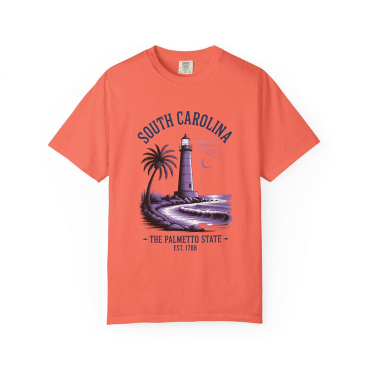 South Carolina Lighthouse T-Shirt, Unisex Garment-Dyed Tee, Coastal Vibes Shirt, Summer Travel Apparel, USA States Design