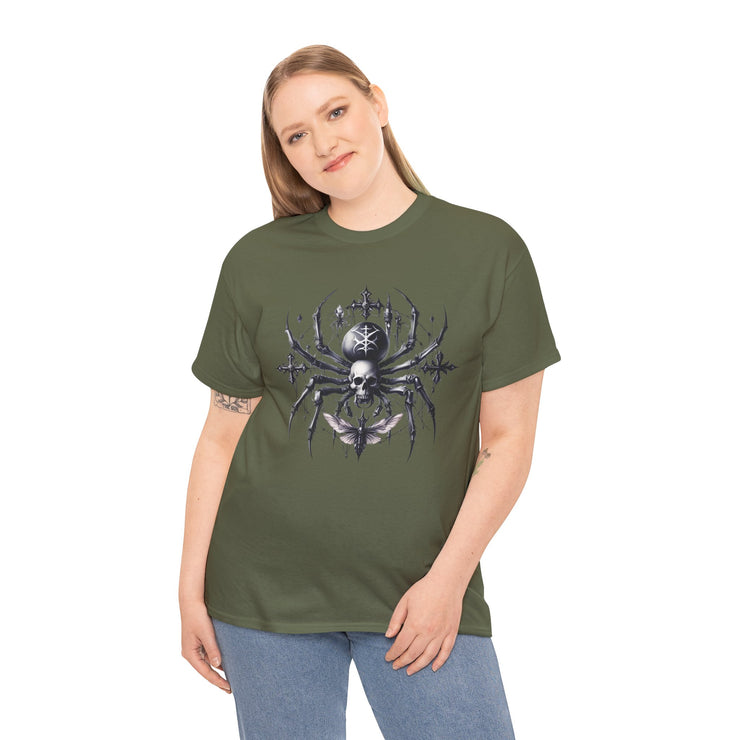 Gothic Spider Tee - Unisex Heavy Cotton Shirt for Halloween, Casual Wear, Unique Gift, Alternative Fashion, Edgy Apparel