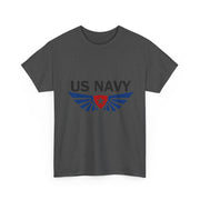 US Navy Winged Logo Unisex Heavy Cotton Tee, Military Apparel, Veteran Gift, Casual Wear, Patriotic Clothing, Gift for Him/Her