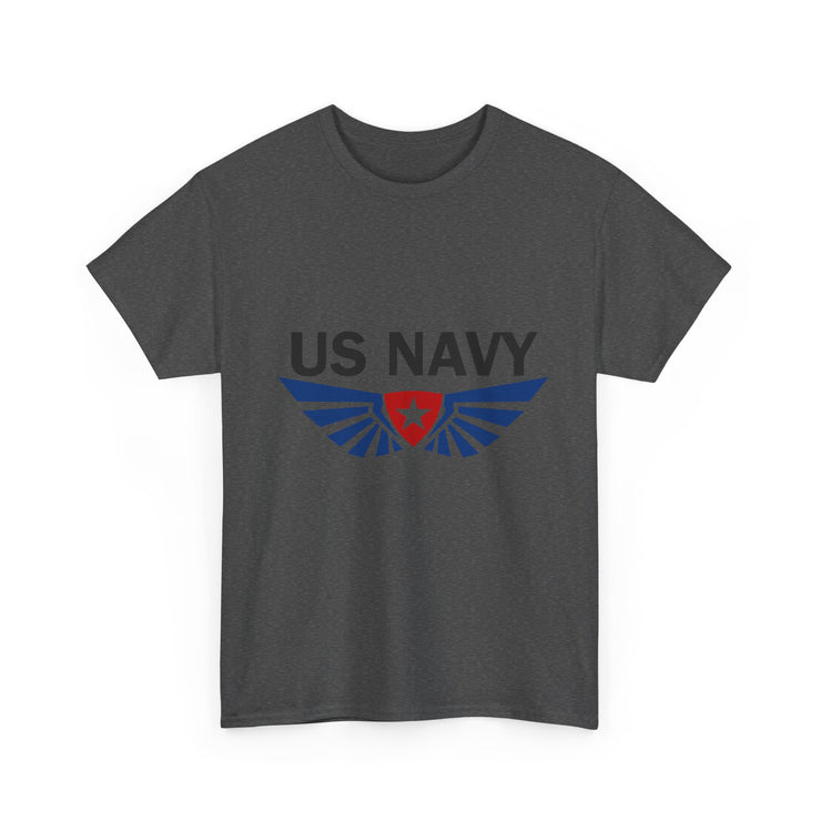 US Navy Winged Logo Unisex Heavy Cotton Tee, Military Apparel, Veteran Gift, Casual Wear, Patriotic Clothing, Gift for Him/Her