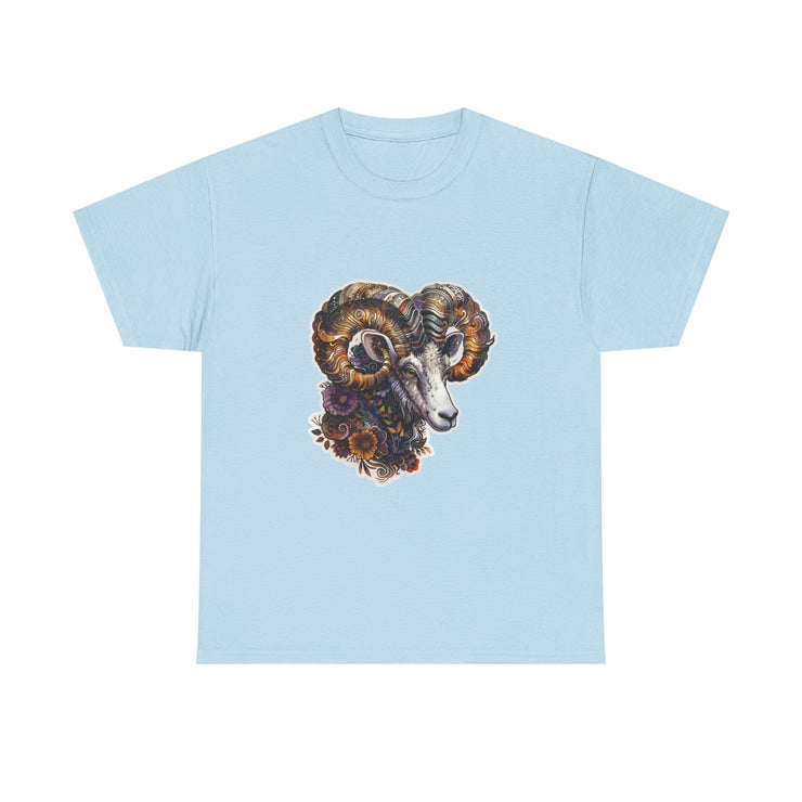 Bohemian Ram Graphic Tee, Casual Apparel, Gift for Animal Lovers, Festival Wear, Unisex T-Shirt, Nature-Inspired Clothing