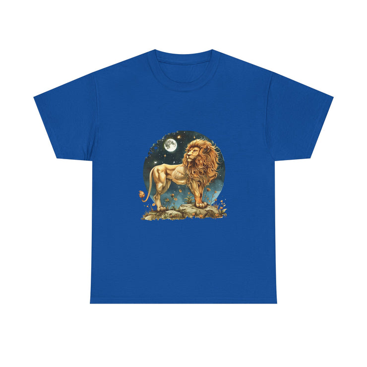 Majestic Lion Tee, Unisex Heavy Cotton Tee, Astrology T-Shirt, Animal Lover Gift, Birthday Present, Casual Style