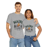 Maine Adventure Tee, Unisex Heavy Cotton T-Shirt, Casual Wear, Nature Lover Gift, Vacation Souvenir, Summer Outfit, USA States Design