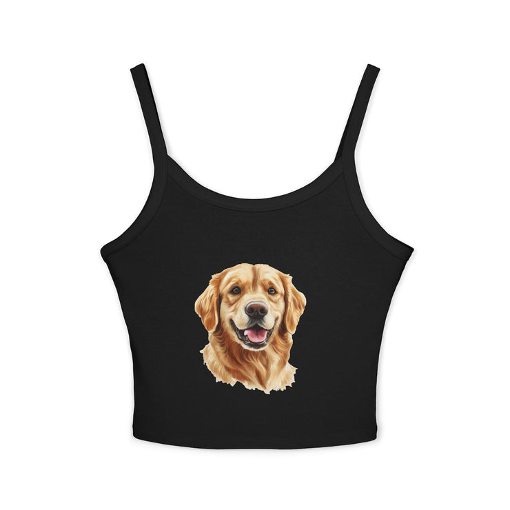 Golden Retriever Dog Lover's Spaghetti Strap Tank Top, Cute Pet Apparel, Gift for Dog Moms, Summer Top, Animal Lover Shirt