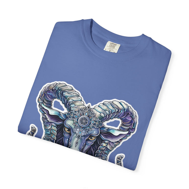 Mystical Ram Graphic Unisex T-shirt, Boho Tee, Astrology Shirt, Spiritual Gift, Festival Wear, Unique Graphic Tee